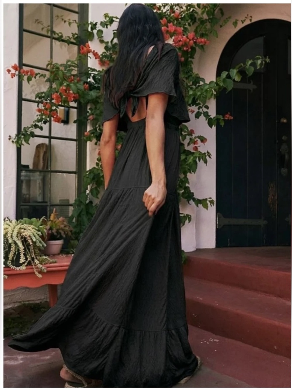 Free People La La Maxi Dress boho tiered beach vacation outdoor wedding Size M - Picture 7 of 15